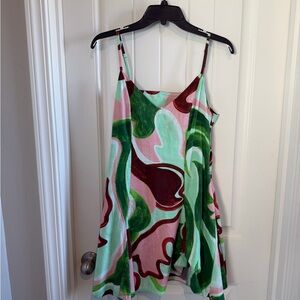 Topshop Multicolor Dress with Green and Red Accents